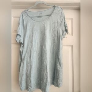 Womens Top 1X Sonoma Aqua w tie sleeves